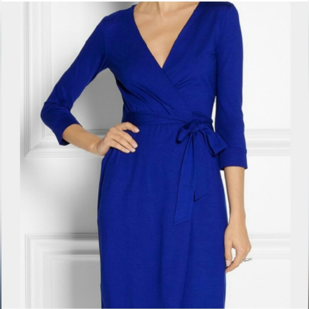 DVF New Julian Two Mini Diane Avon Furstenberg royal blue wrap dress 4